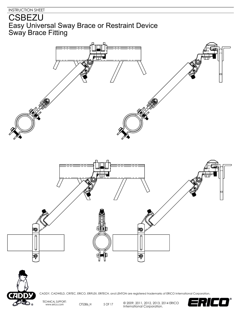 Sheet5, Drawing view6, Drawing view8 | Drawing view10, Drawing view12, Csbezu | ERICO CSBEZU - Sway Brace Fitting, Easy Universal Sway Brace User Manual | Page 5 / 17