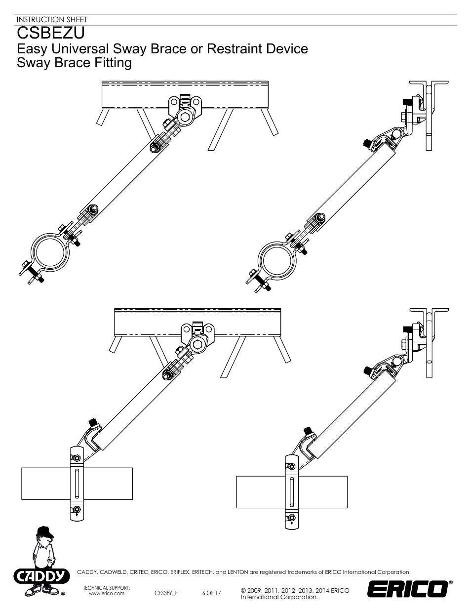 Sheet6, Drawing view13, Drawing view15 | Drawing view17, Drawing view19, Csbezu | ERICO CSBEZU - Sway Brace Fitting, Easy Universal Sway Brace User Manual | Page 6 / 17
