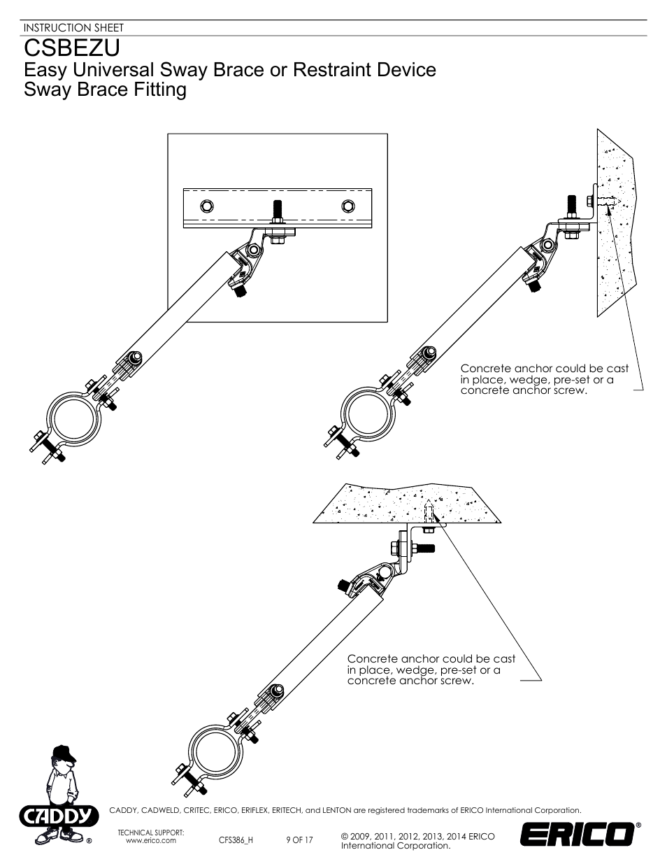Sheet9, Drawing view36, Drawing view39 | Drawing view41, Csbezu | ERICO CSBEZU - Sway Brace Fitting, Easy Universal Sway Brace User Manual | Page 9 / 17