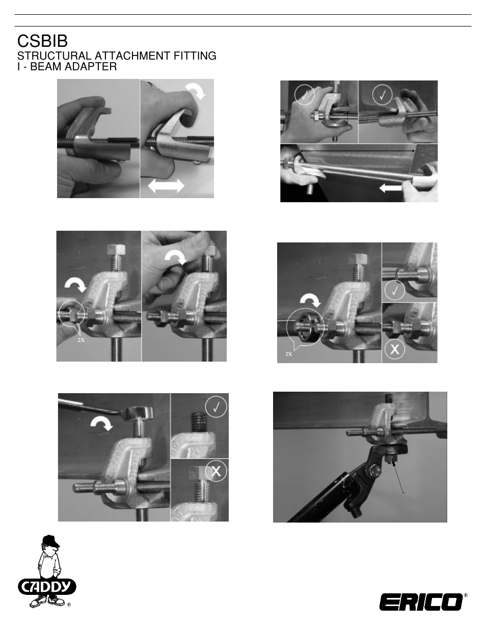 Csbib, Structural attachment fitting i - beam adapter | ERICO CSBIB - Structural Attachment Fitting, I-Beam Adapter User Manual | Page 2 / 2