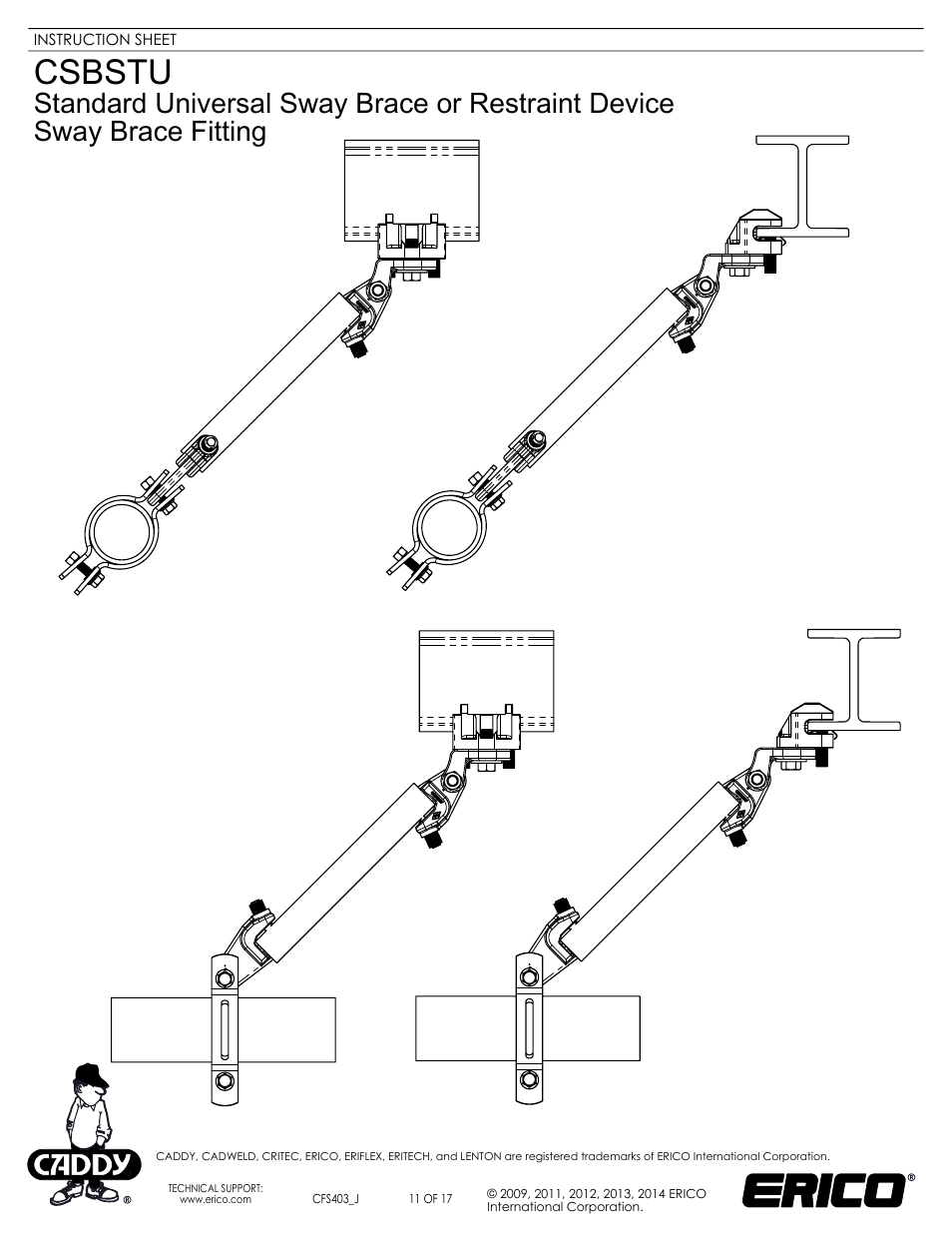 Sheet11, Drawing view45, Drawing view49 | Drawing view51, Drawing view53, Csbstu | ERICO CSBSTU - Sway Brace Fitting, Standard Universal Sway Brace User Manual | Page 11 / 17