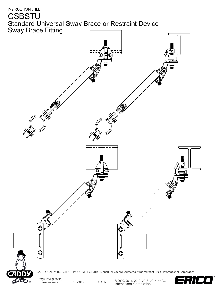 Sheet13, Drawing view61, Drawing view64 | Drawing view66, Drawing view68, Csbstu | ERICO CSBSTU - Sway Brace Fitting, Standard Universal Sway Brace User Manual | Page 13 / 17