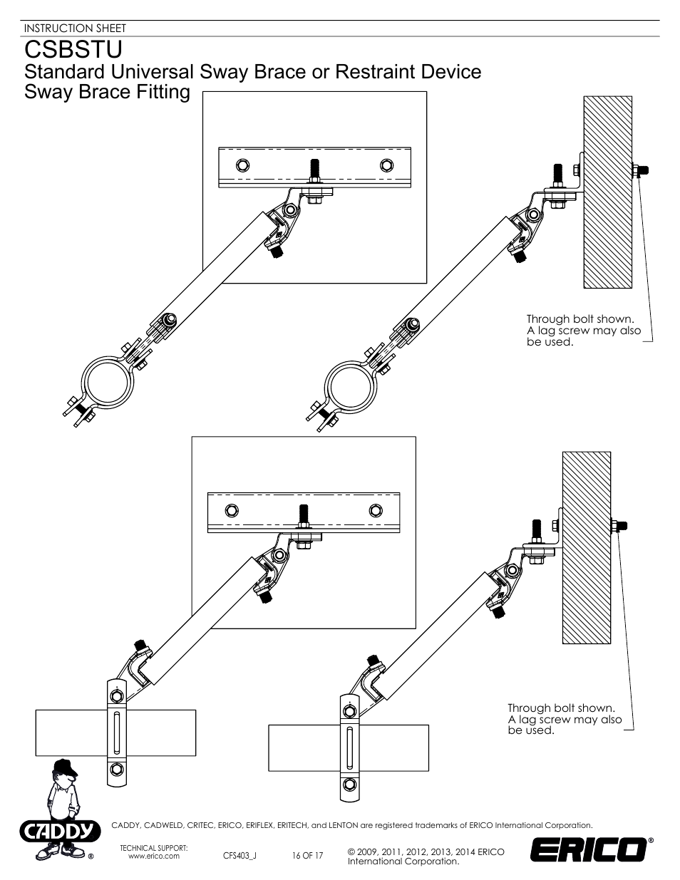 Sheet16, Drawing view86, Drawing view90 | Drawing view94, Drawing view97, Csbstu | ERICO CSBSTU - Sway Brace Fitting, Standard Universal Sway Brace User Manual | Page 16 / 17