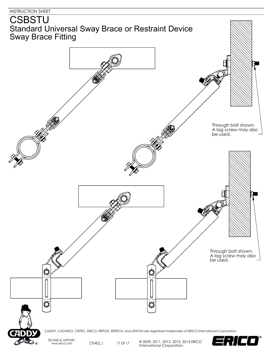 Sheet17, Drawing view101, Drawing view104 | Drawing view108, Drawing view111, Csbstu | ERICO CSBSTU - Sway Brace Fitting, Standard Universal Sway Brace User Manual | Page 17 / 17