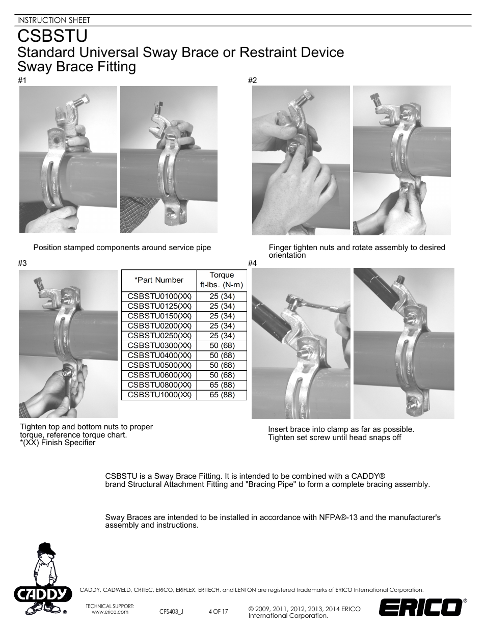 Sheet4, Csbstu | ERICO CSBSTU - Sway Brace Fitting, Standard Universal Sway Brace User Manual | Page 4 / 17