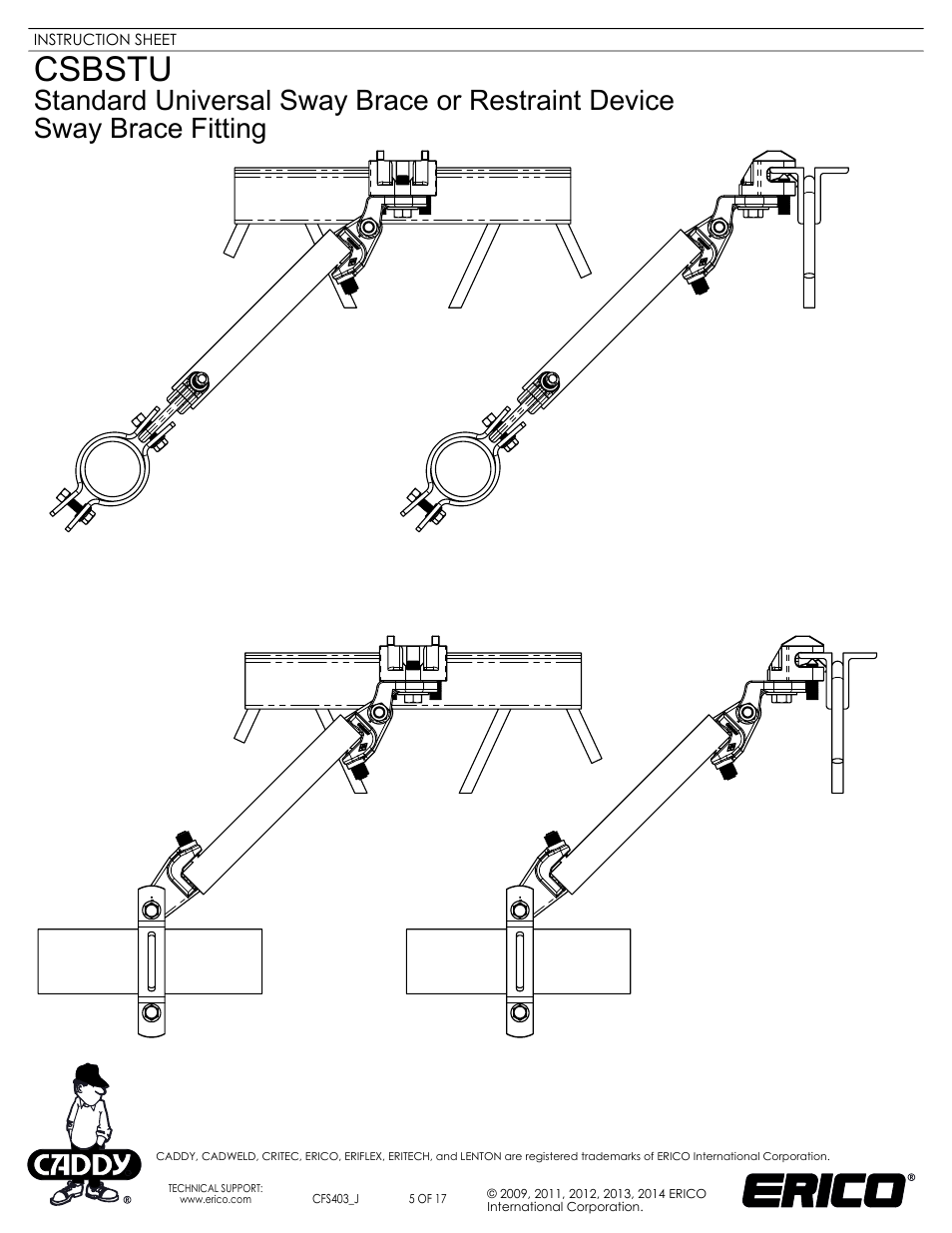 Sheet5, Drawing view3, Drawing view4 | Drawing view6, Drawing view8, Csbstu | ERICO CSBSTU - Sway Brace Fitting, Standard Universal Sway Brace User Manual | Page 5 / 17