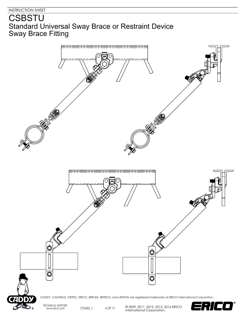 Sheet6, Drawing view9, Drawing view12 | Drawing view14, Drawing view16, Csbstu | ERICO CSBSTU - Sway Brace Fitting, Standard Universal Sway Brace User Manual | Page 6 / 17
