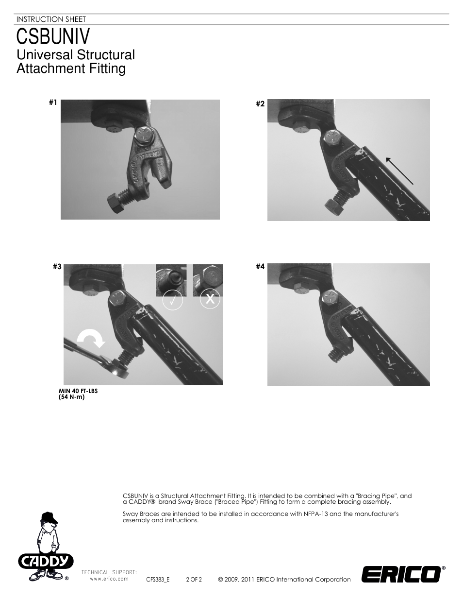 Sheet2 | ERICO CSBUNIV - Universal Structural Attachment Fitting User Manual | Page 2 / 2