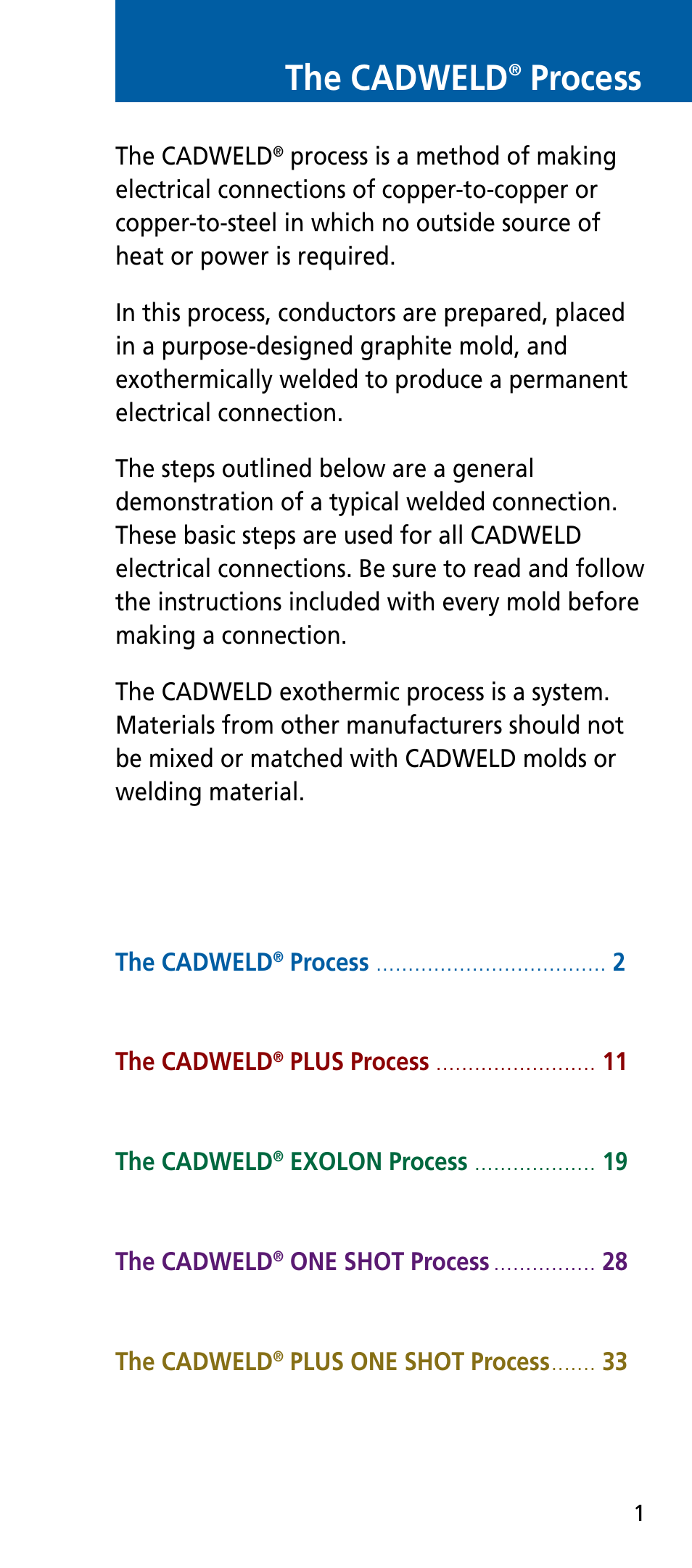 The cadweld, Process | ERICO CADWELD Exothermic Welding User Manual | Page 3 / 40
