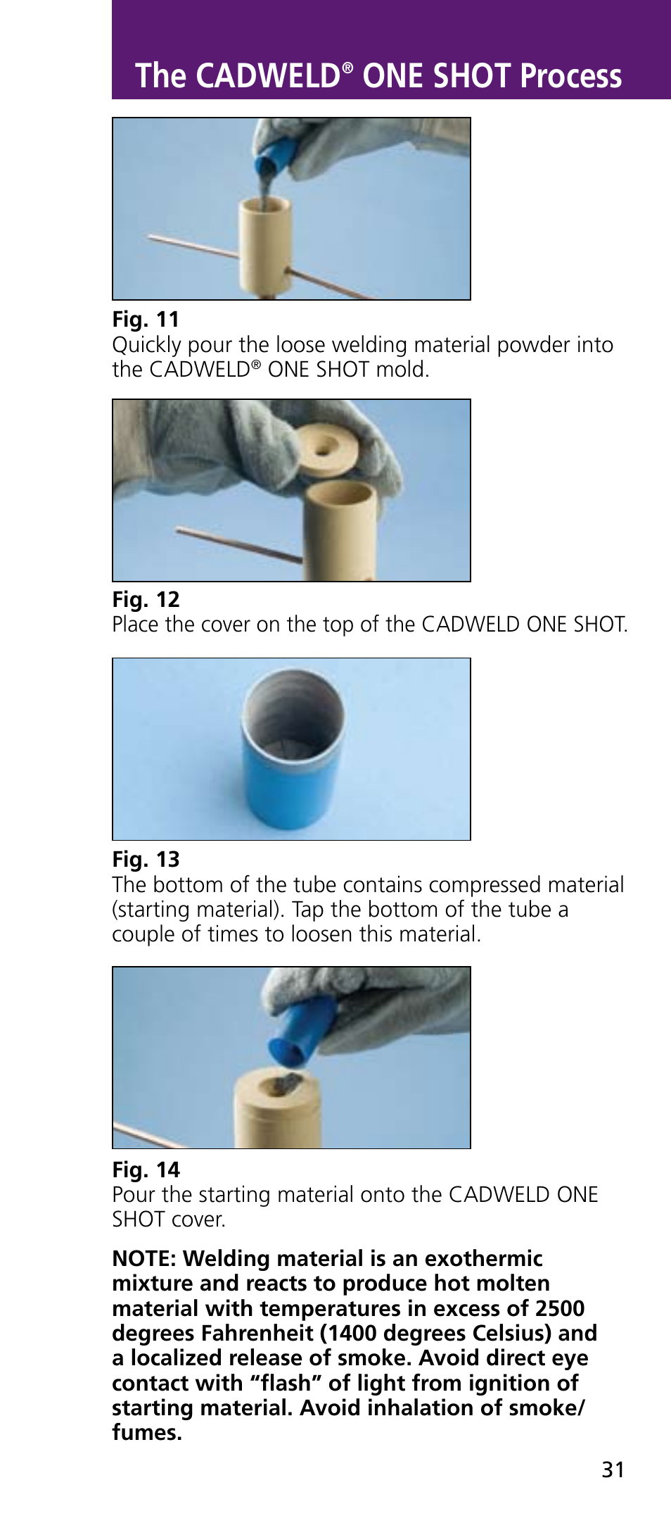 The cadweld, One shot process | ERICO CADWELD Exothermic Welding User Manual | Page 33 / 40