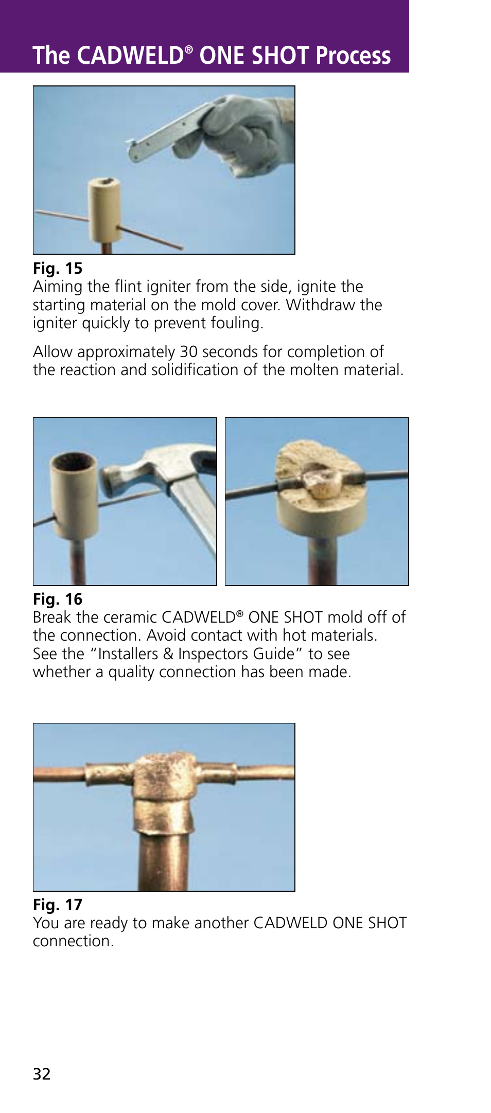 The cadweld, One shot process | ERICO CADWELD Exothermic Welding User Manual | Page 34 / 40