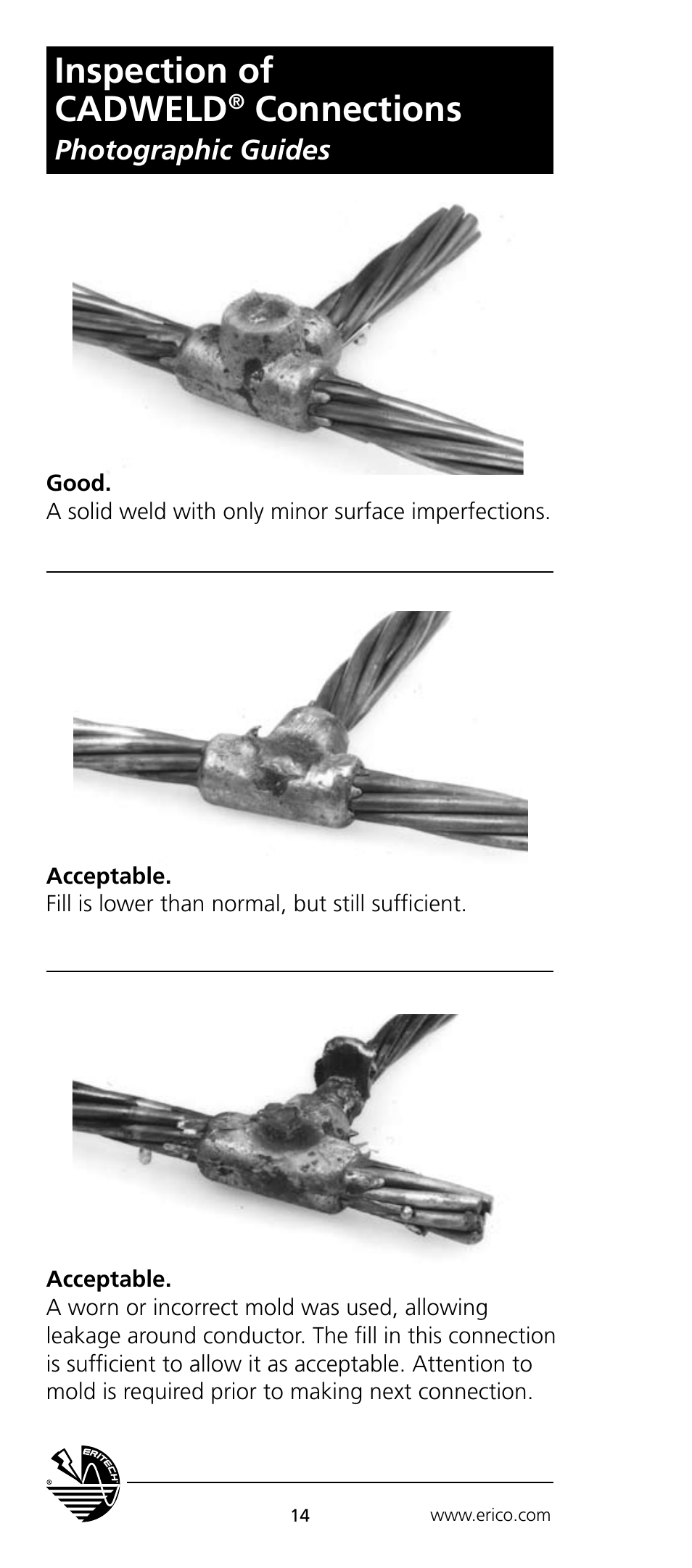Inspection of cadweld, Connections | ERICO CADWELD Electrical Connections User Manual | Page 14 / 24