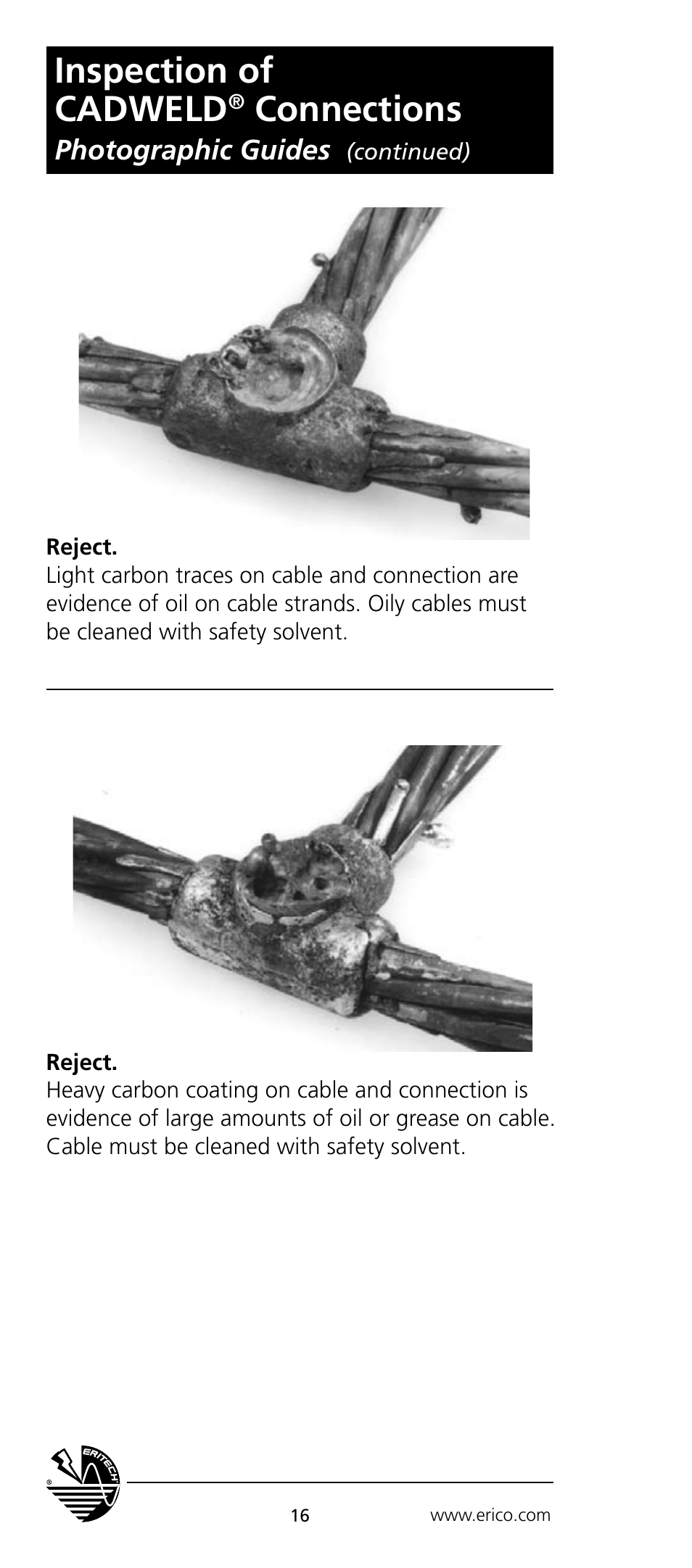 Inspection of cadweld, Connections | ERICO CADWELD Electrical Connections User Manual | Page 16 / 24