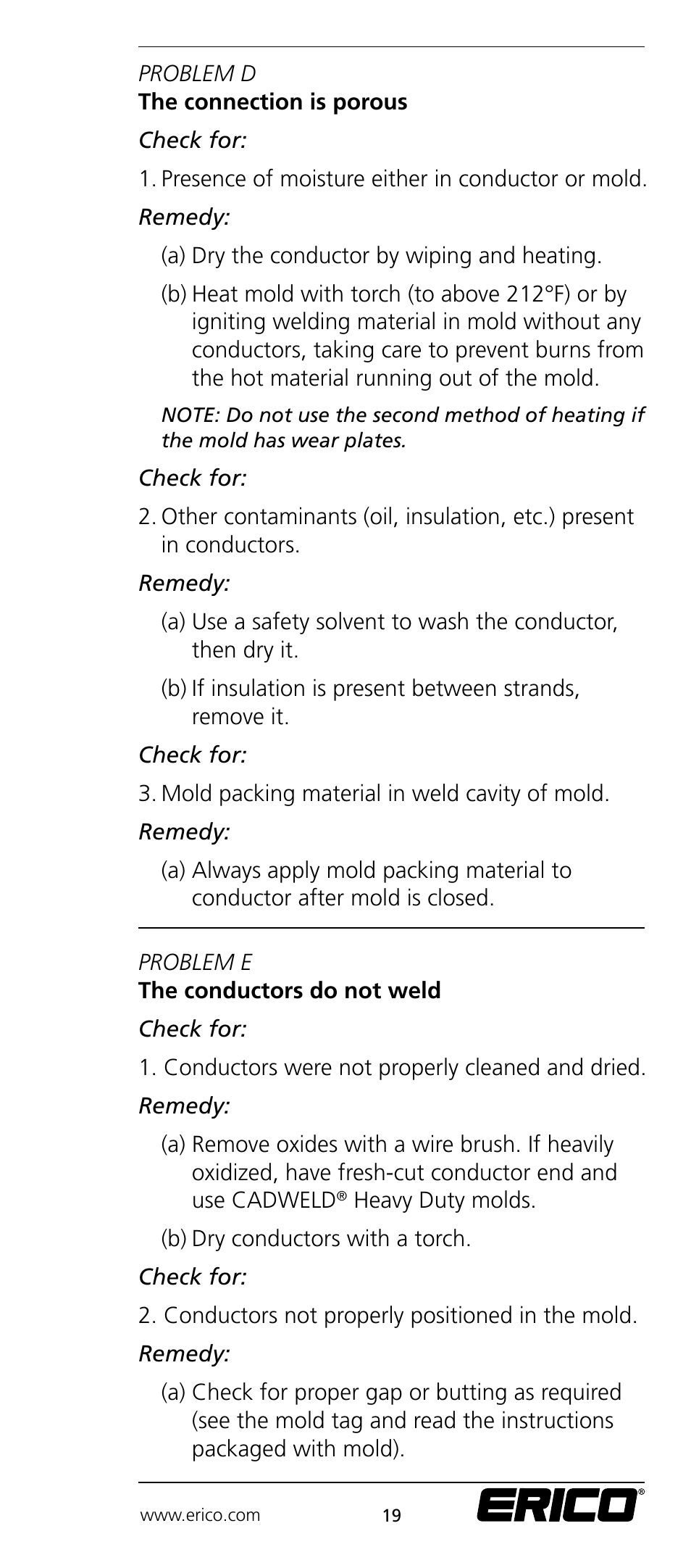 ERICO CADWELD Electrical Connections User Manual | Page 19 / 24