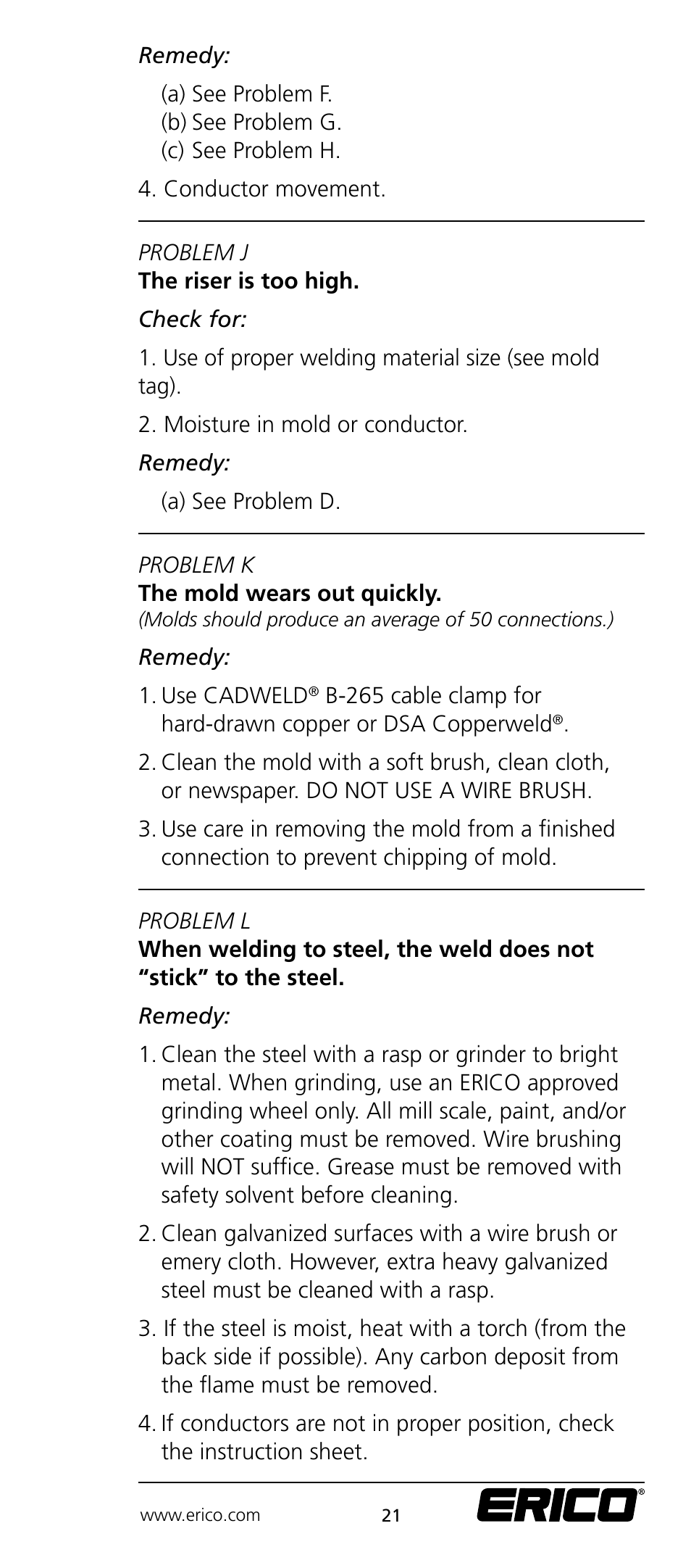 ERICO CADWELD Electrical Connections User Manual | Page 21 / 24