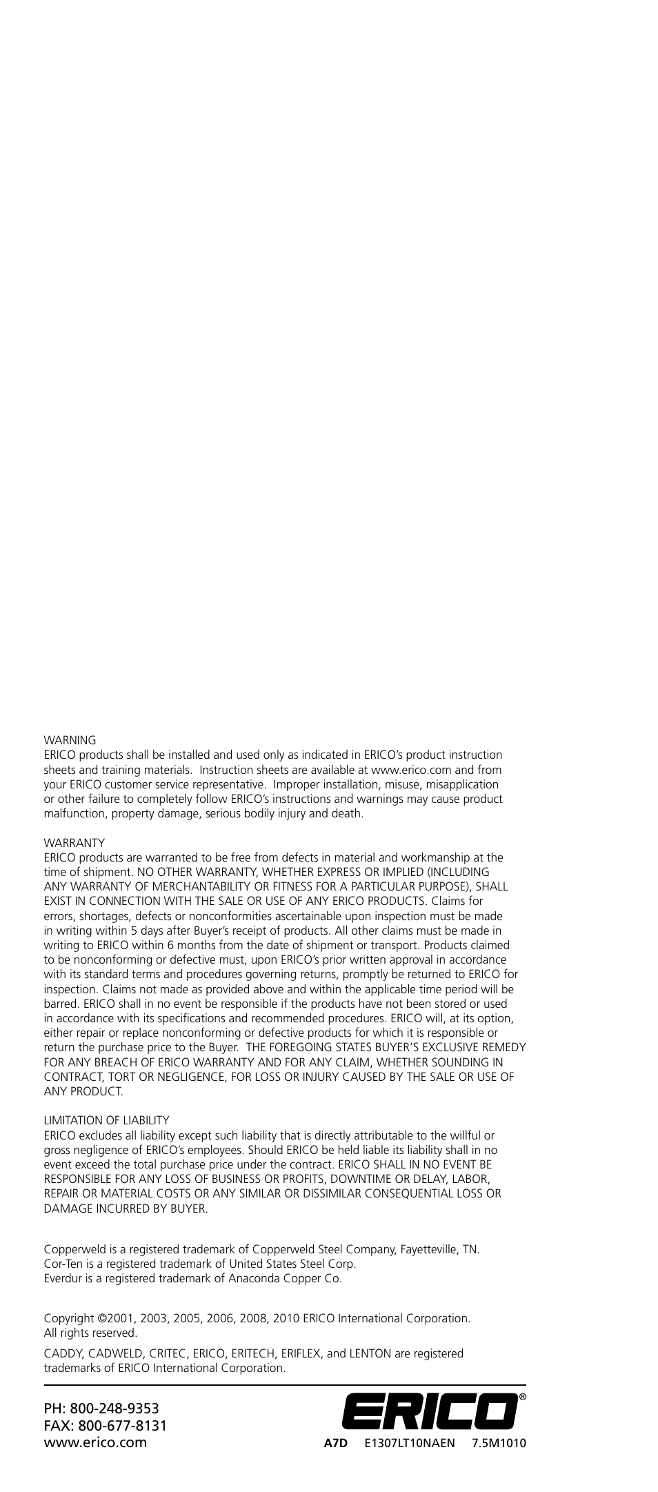 ERICO CADWELD Electrical Connections User Manual | Page 24 / 24