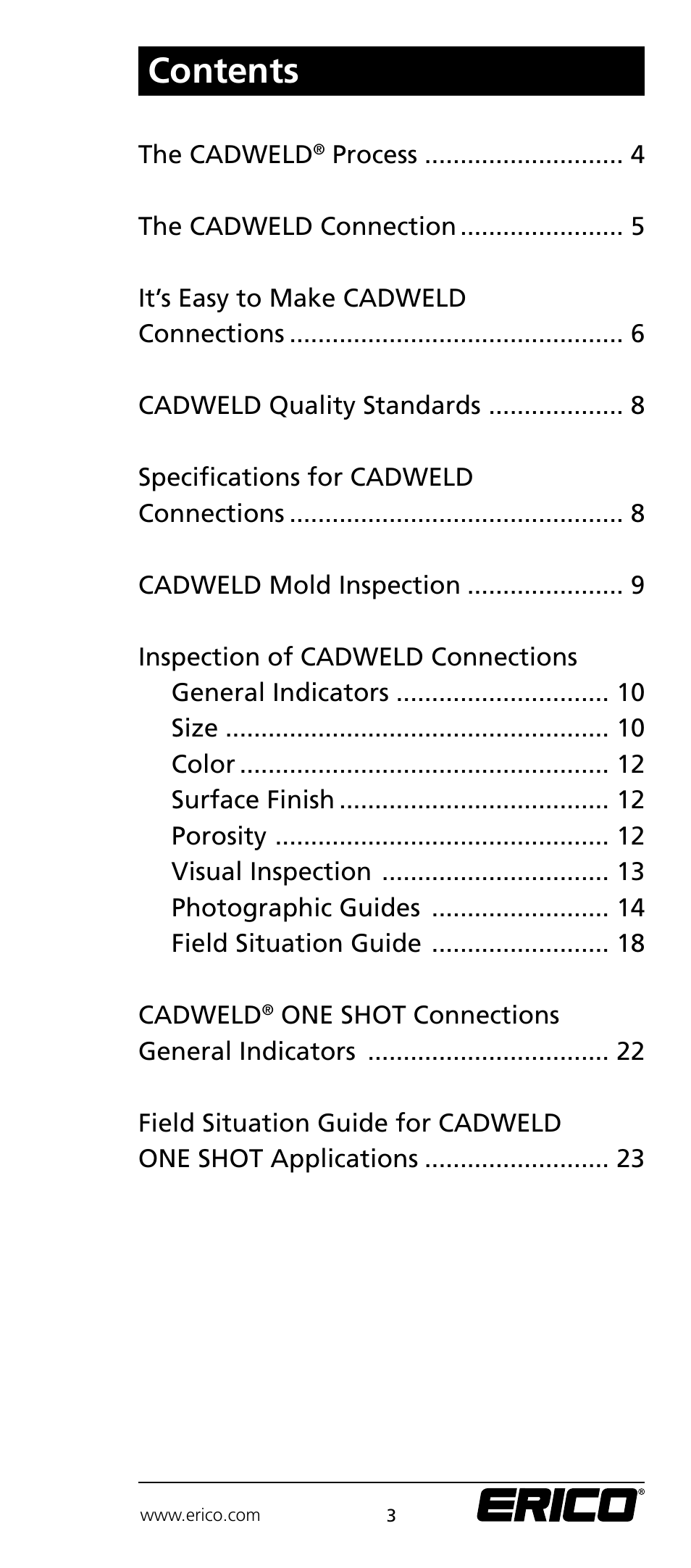 ERICO CADWELD Electrical Connections User Manual | Page 3 / 24