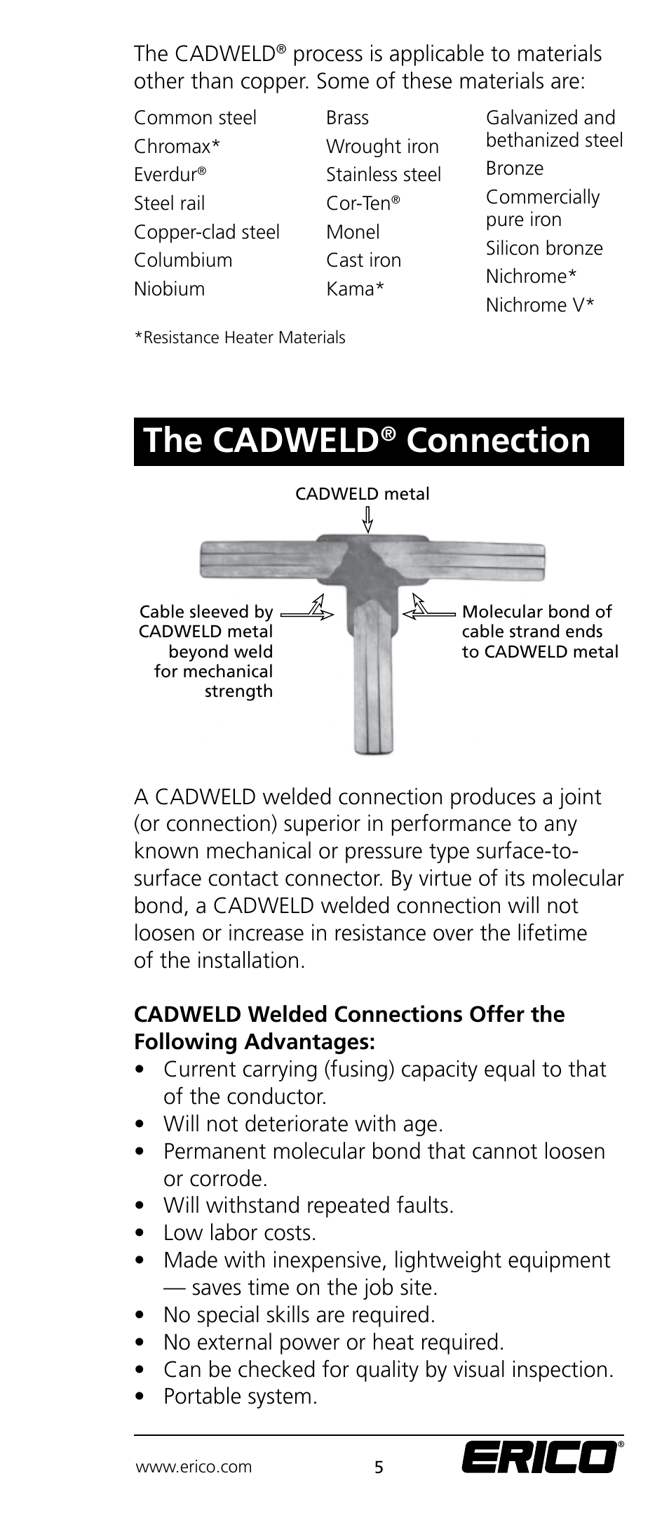 The cadweld, Connection | ERICO CADWELD Electrical Connections User Manual | Page 5 / 24