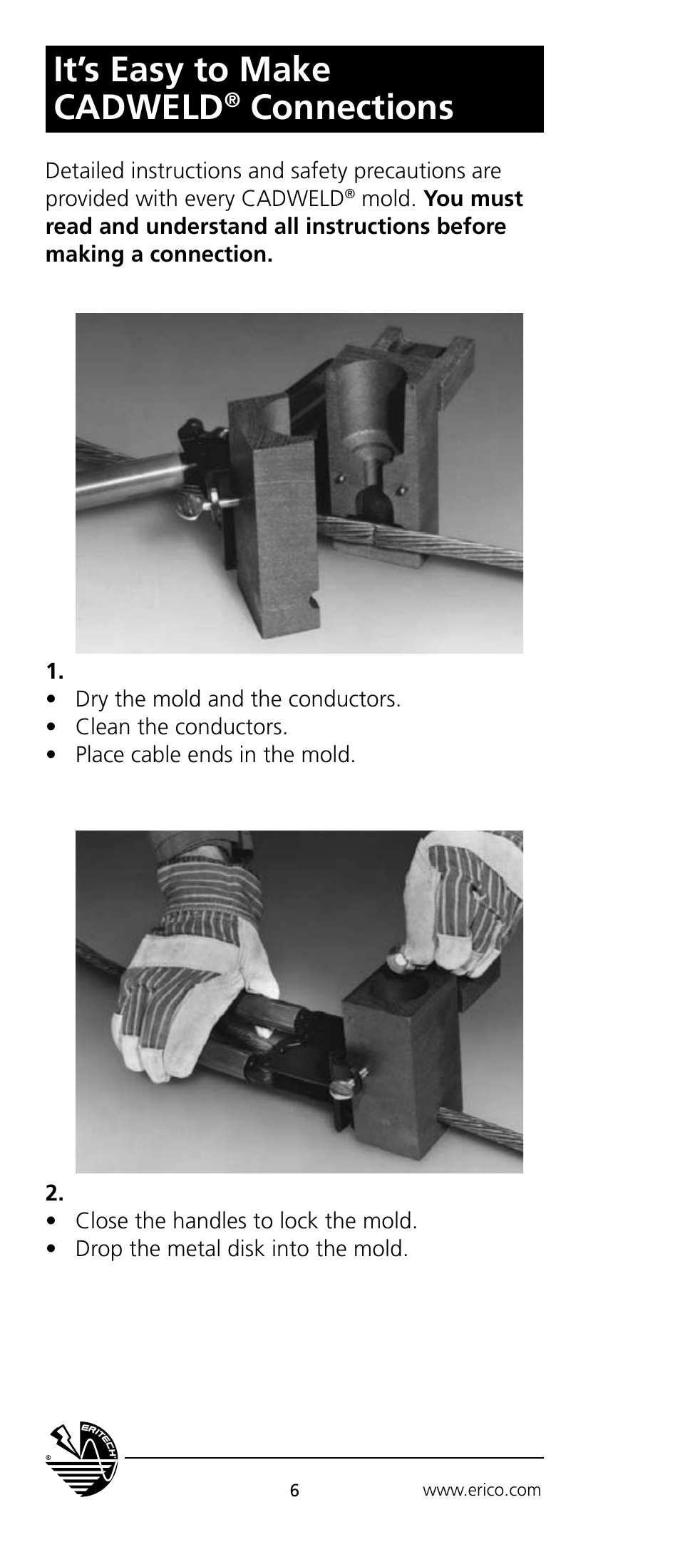 It’s easy to make cadweld, Connections | ERICO CADWELD Electrical Connections User Manual | Page 6 / 24