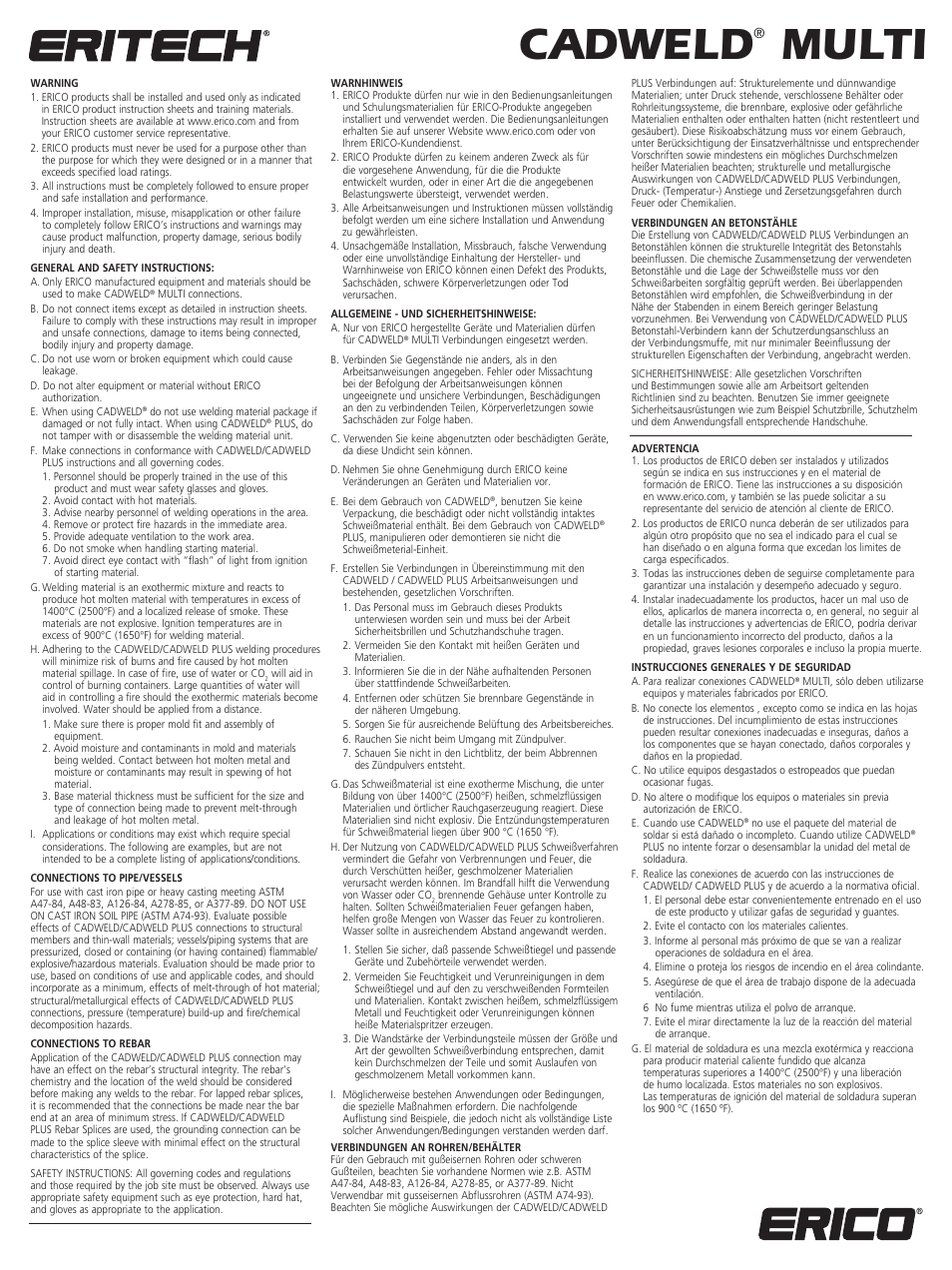 Cadweld, Multi | ERICO CADWELD PLUS MULTI User Manual | Page 3 / 4