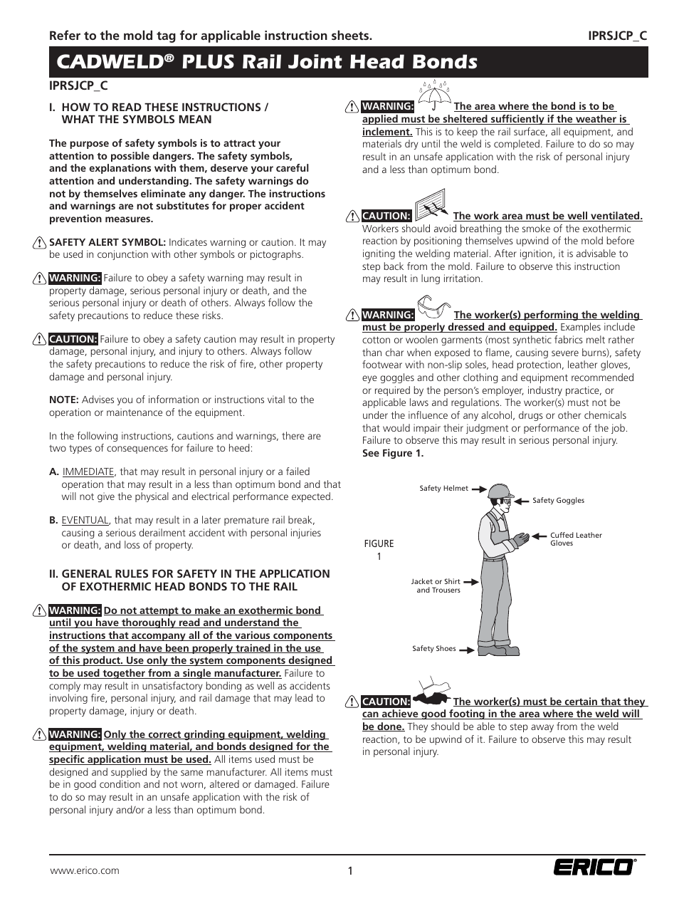ERICO CADWELD PLUS Rail Joint Head Bonds User Manual | 4 pages