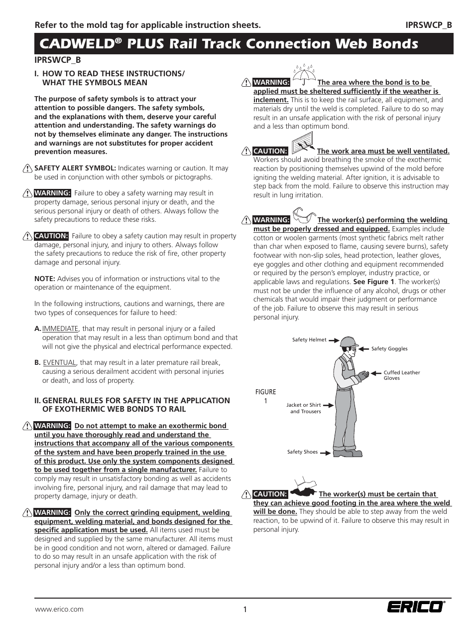 ERICO CADWELD PLUS Rail Track Connection Web Bonds User Manual | 4 pages