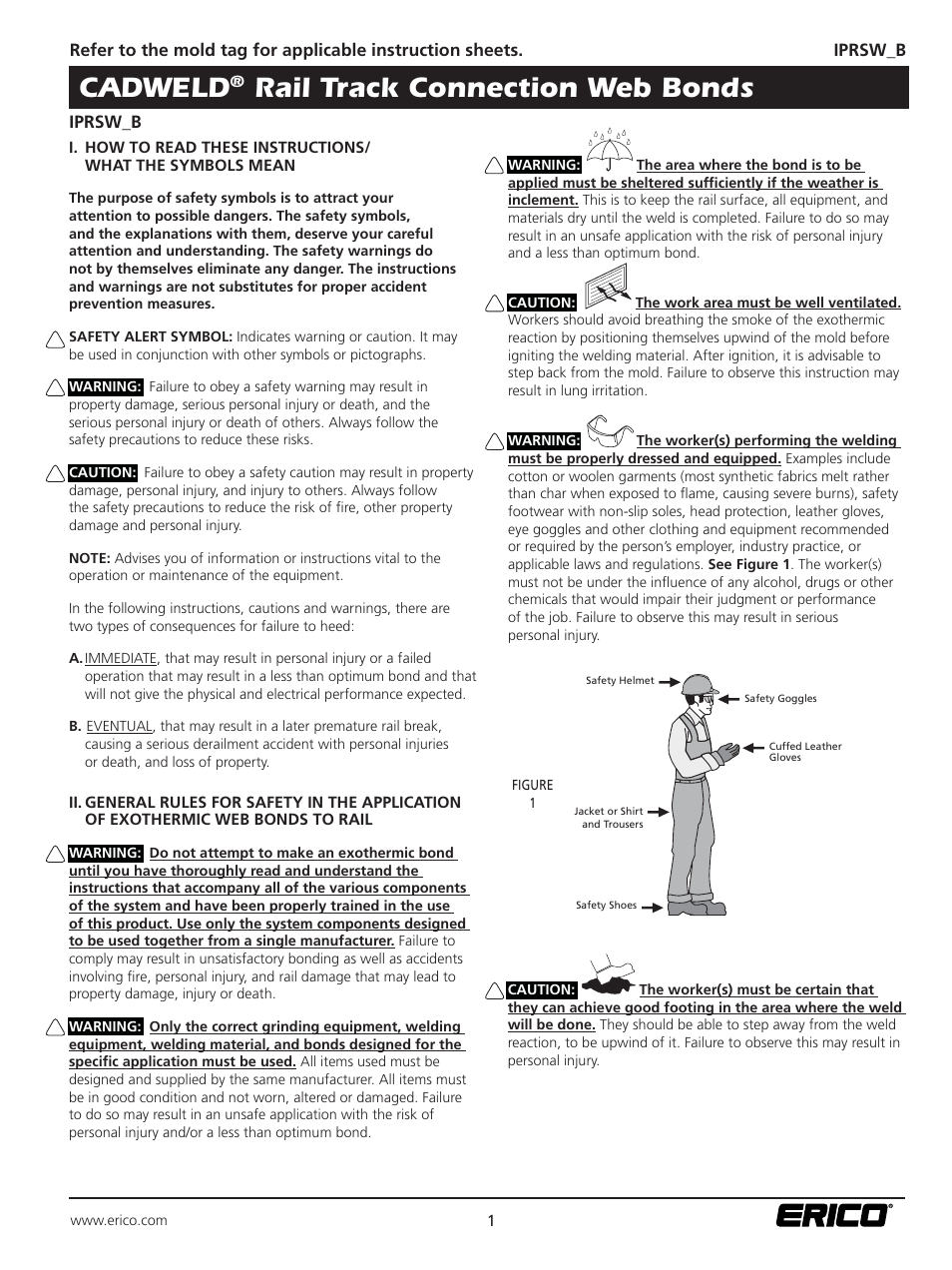 ERICO CADWELD Rail Track Connection Web Bonds User Manual | 4 pages