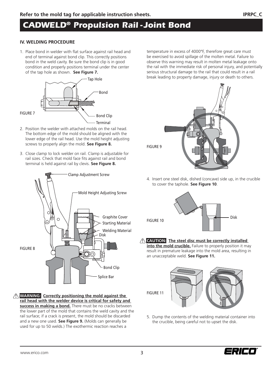 Cadweld, Propulsion rail - joint bond | ERICO CADWELD Propulsion Rail - Joint Bond User Manual | Page 3 / 4