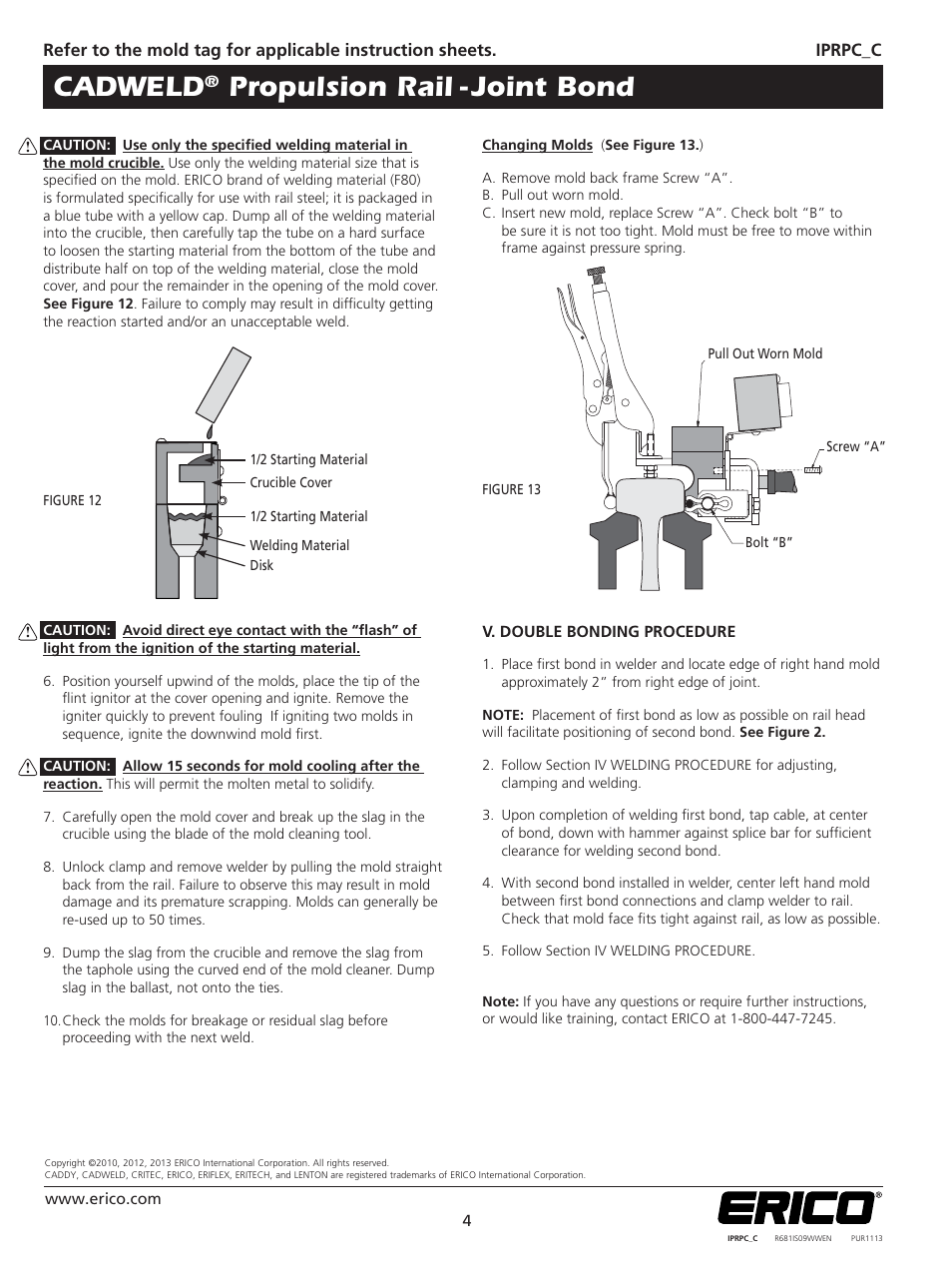 Cadweld, Propulsion rail - joint bond | ERICO CADWELD Propulsion Rail - Joint Bond User Manual | Page 4 / 4