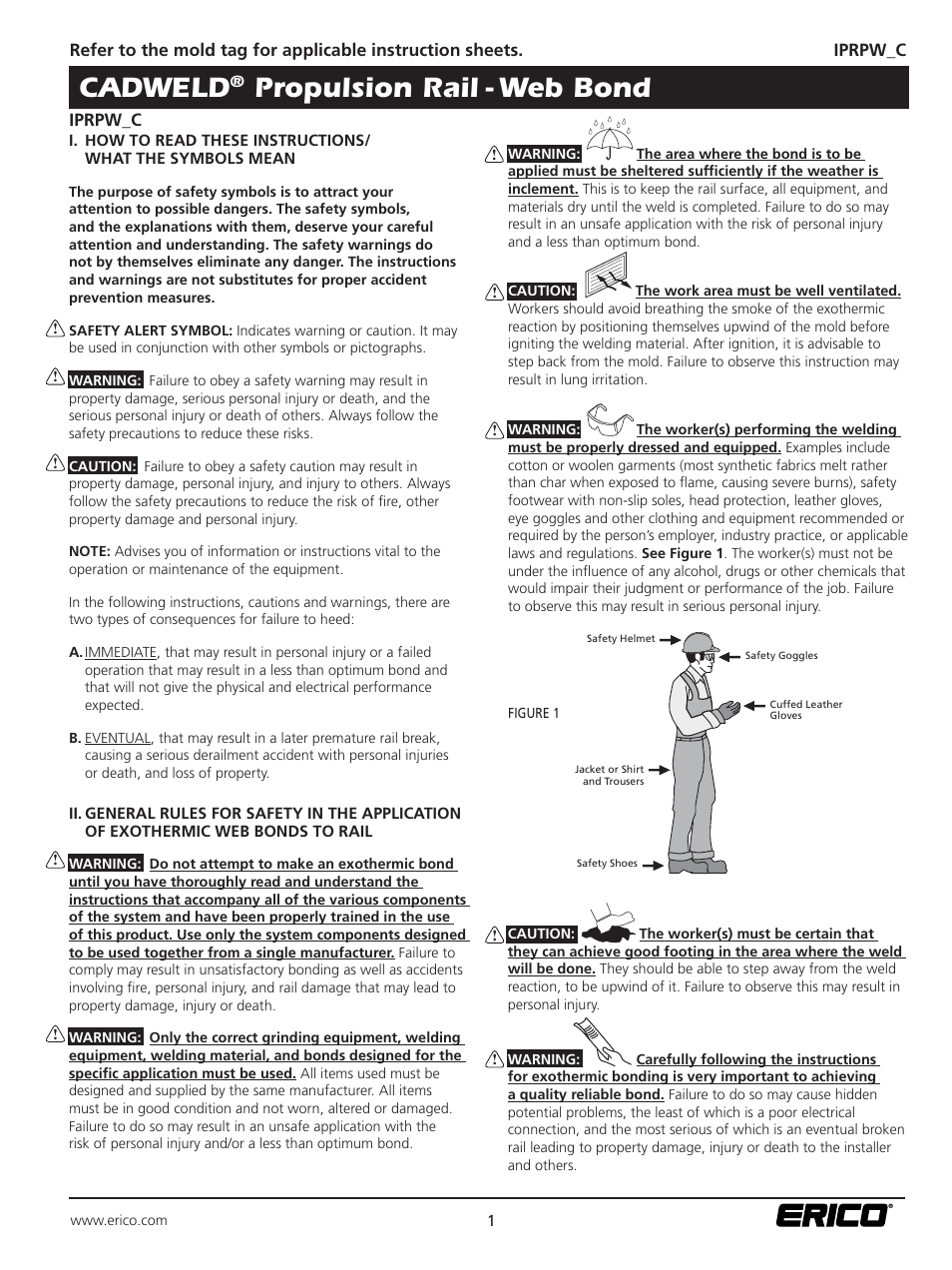 ERICO CADWELD Propulsion Rail - Web Bond User Manual | 4 pages