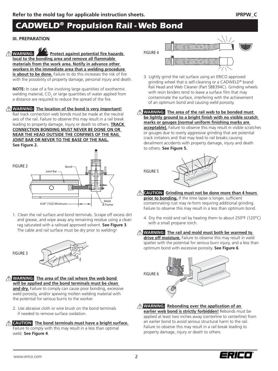 Cadweld, Propulsion rail - web bond | ERICO CADWELD Propulsion Rail - Web Bond User Manual | Page 2 / 4