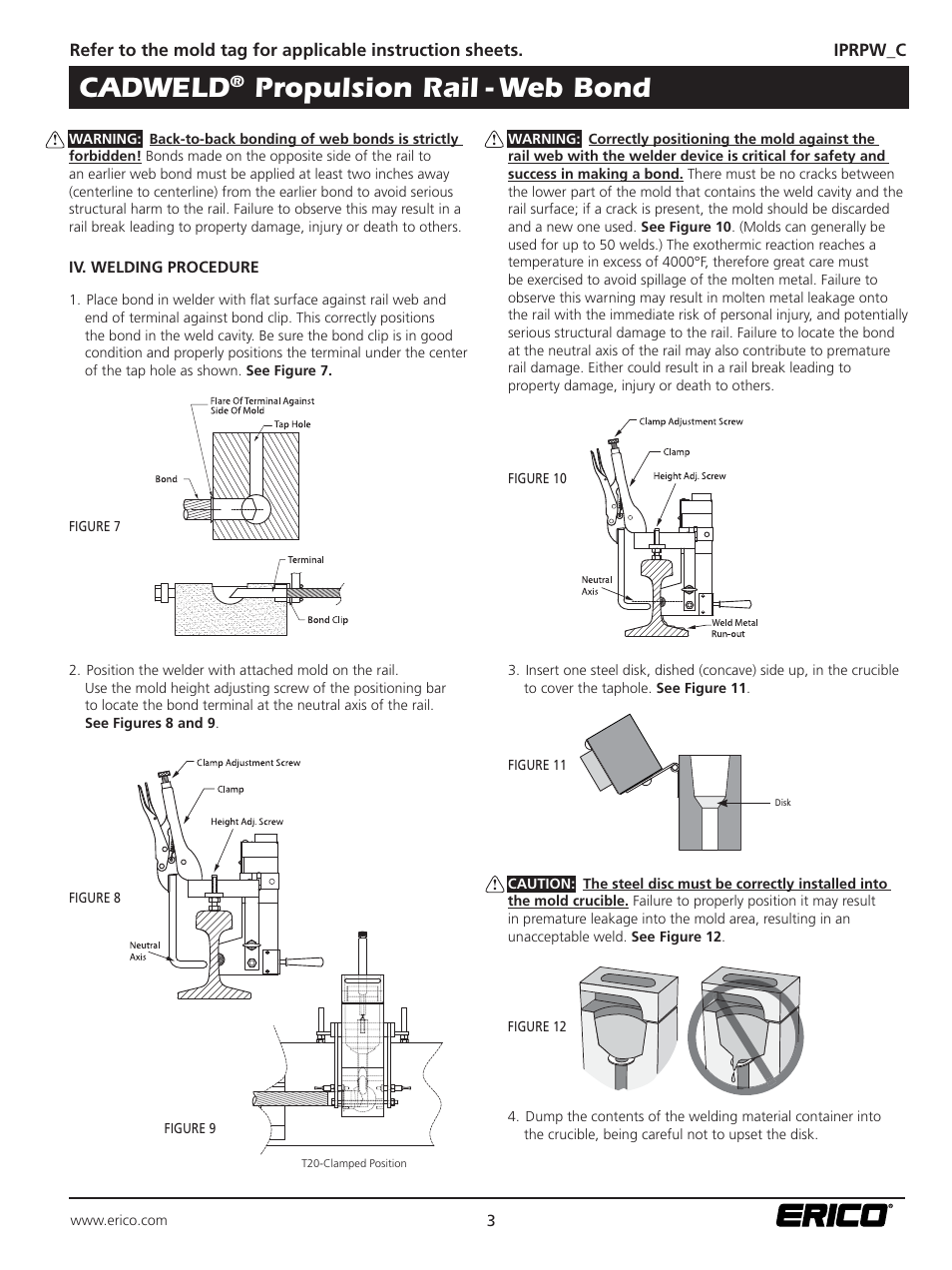 Cadweld, Propulsion rail - web bond | ERICO CADWELD Propulsion Rail - Web Bond User Manual | Page 3 / 4