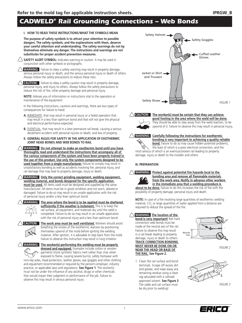ERICO CADWELD Rail Grounding Connections – Web Bonds User Manual | 2 pages