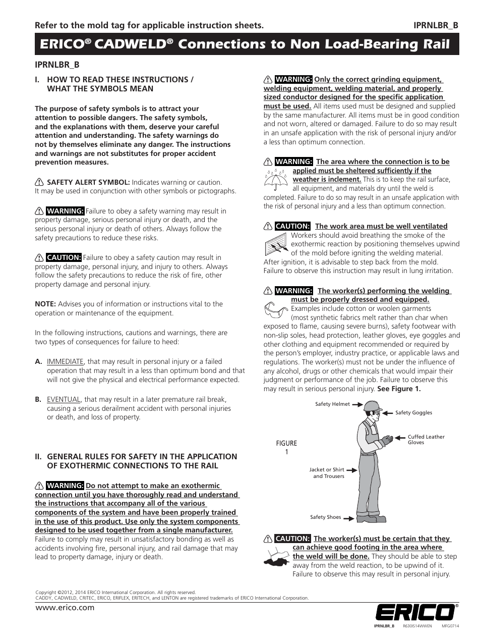 ERICO CADWELD Connections to Non Load-Bearing Rail User Manual | 1 page