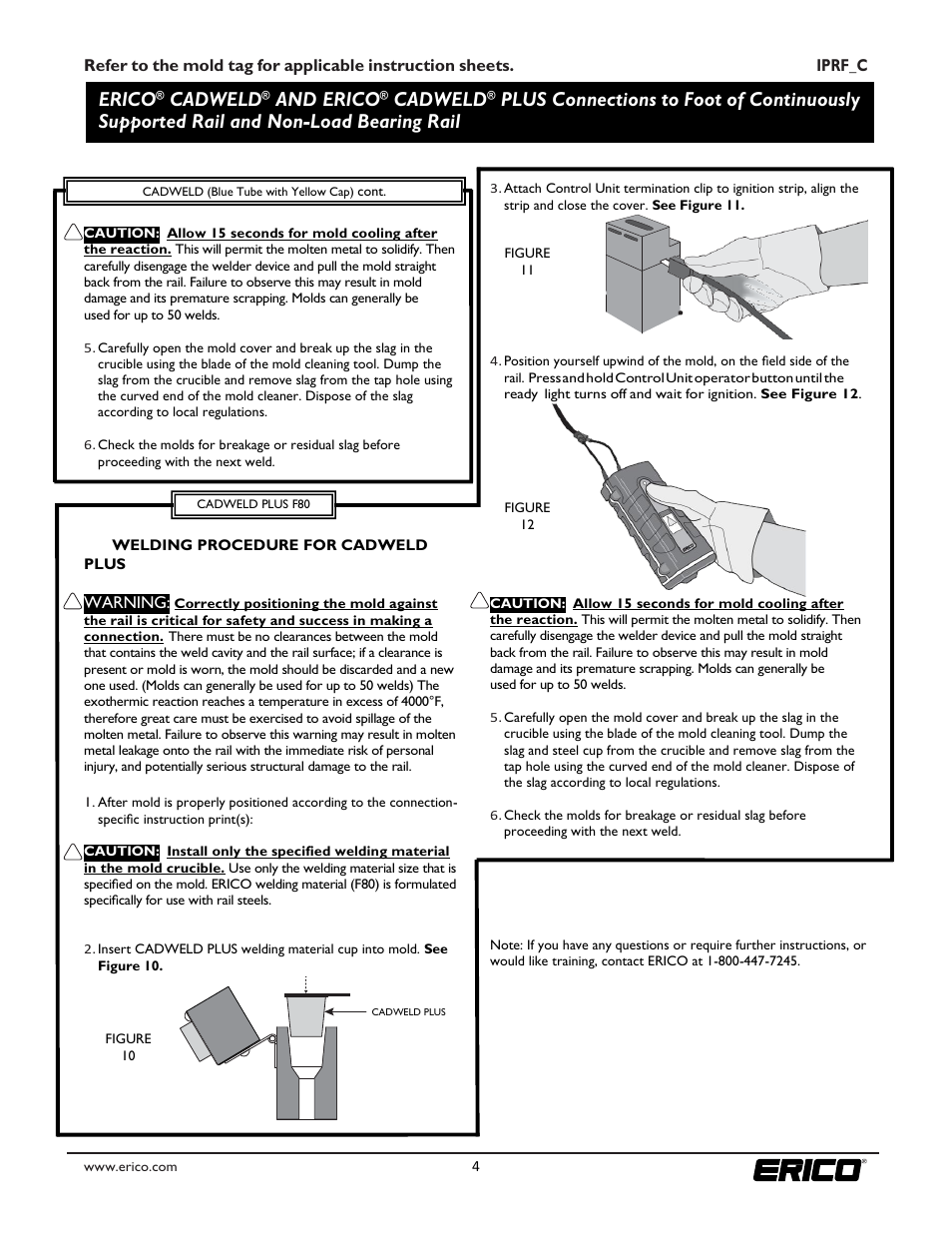 Erico, Cadweld, And erico | ERICO Connections to Foot of Continuously Supported Rail and Non-Load Bearing Rail User Manual | Page 4 / 4