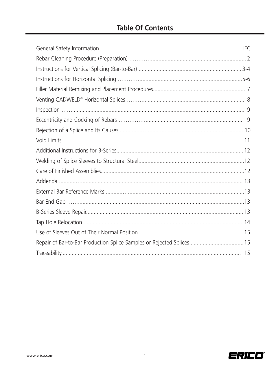 ERICO CADWELD for Rebar Splicing System User Manual | Page 3 / 20
