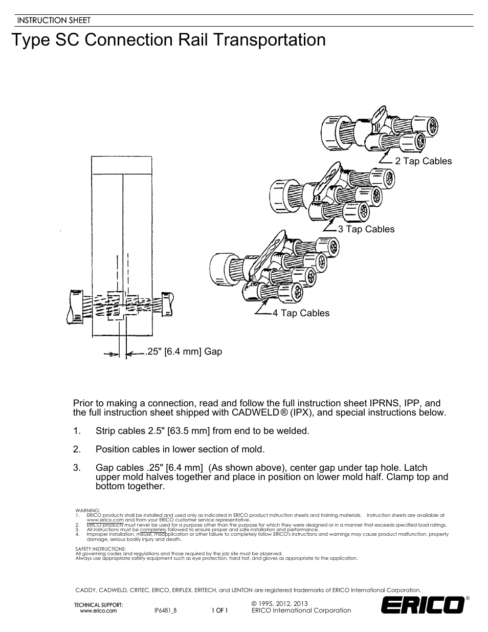 ERICO IP6481 Type SC Connection Rail Transportation User Manual | 1 page