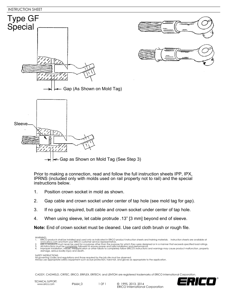 ERICO IP6664 Type GF Special User Manual | 1 page