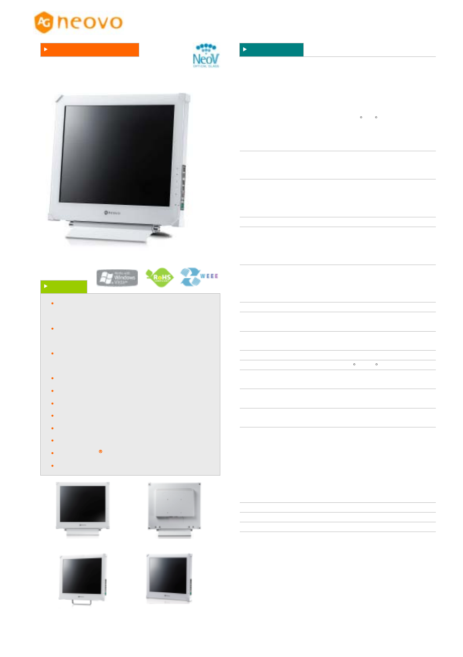 AG Neovo 17" Dental LCD Display DR-17 User Manual | 1 page