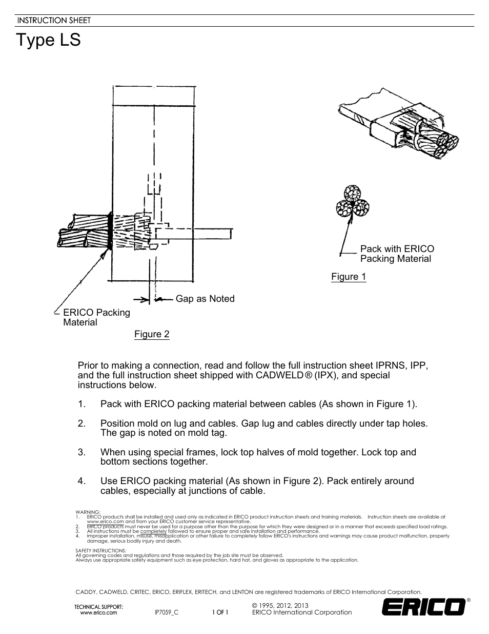 ERICO IP7059 Type LS User Manual | 1 page