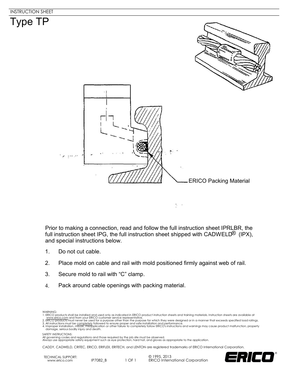 ERICO IP7082 Type TP User Manual | 1 page