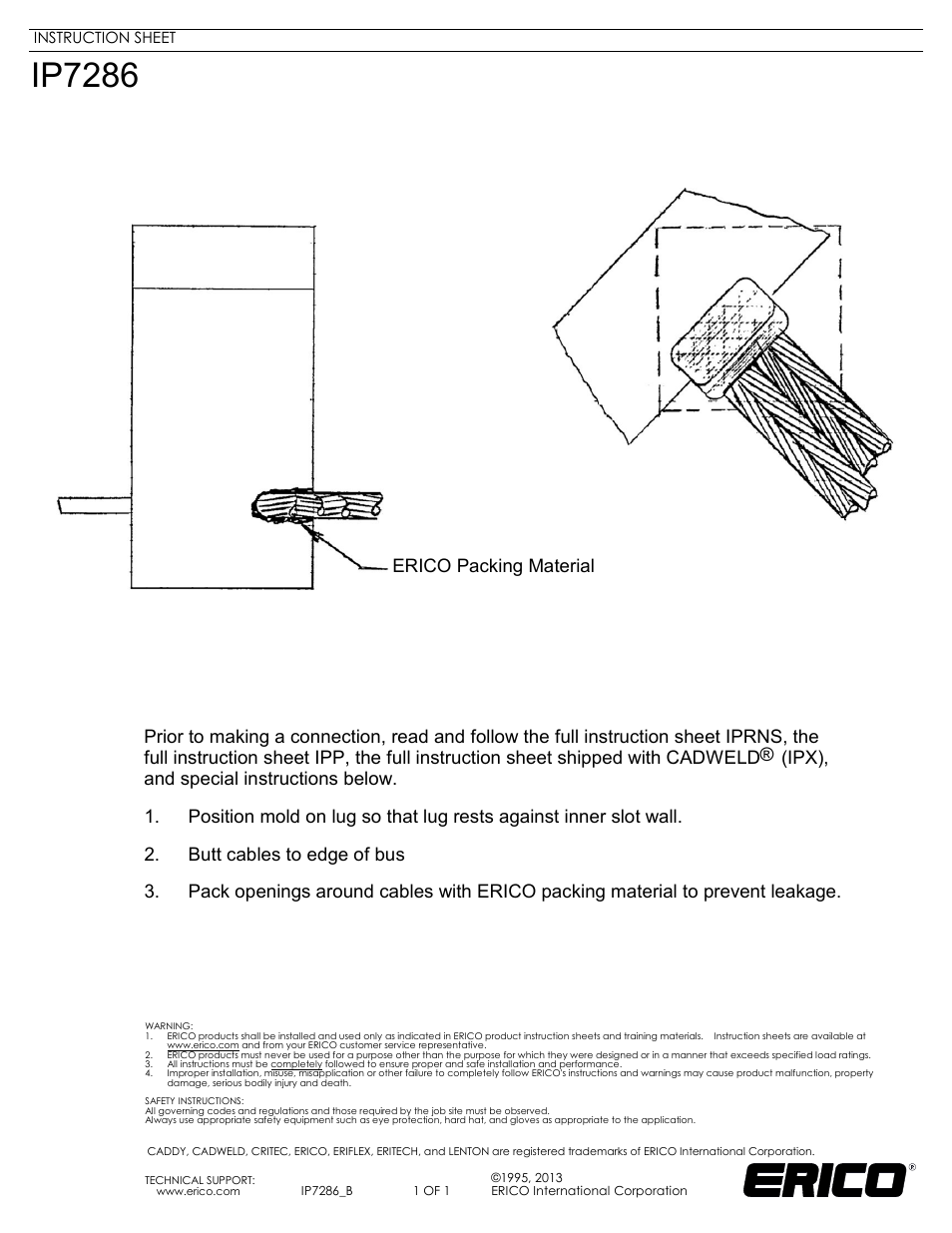 ERICO IP7286 User Manual | 1 page