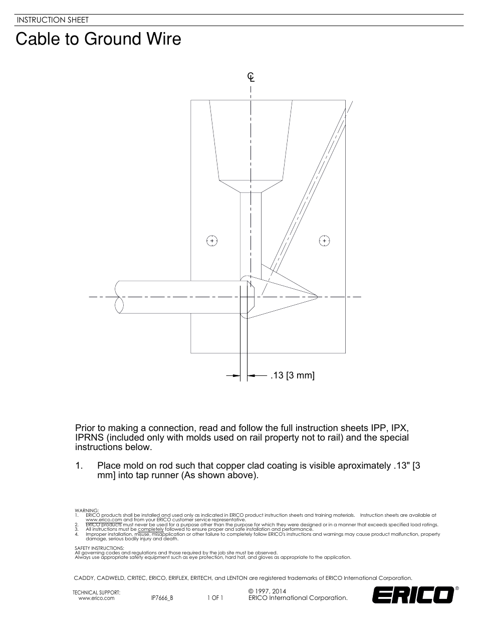 ERICO IP7666 Cable to Ground Wire User Manual | 1 page