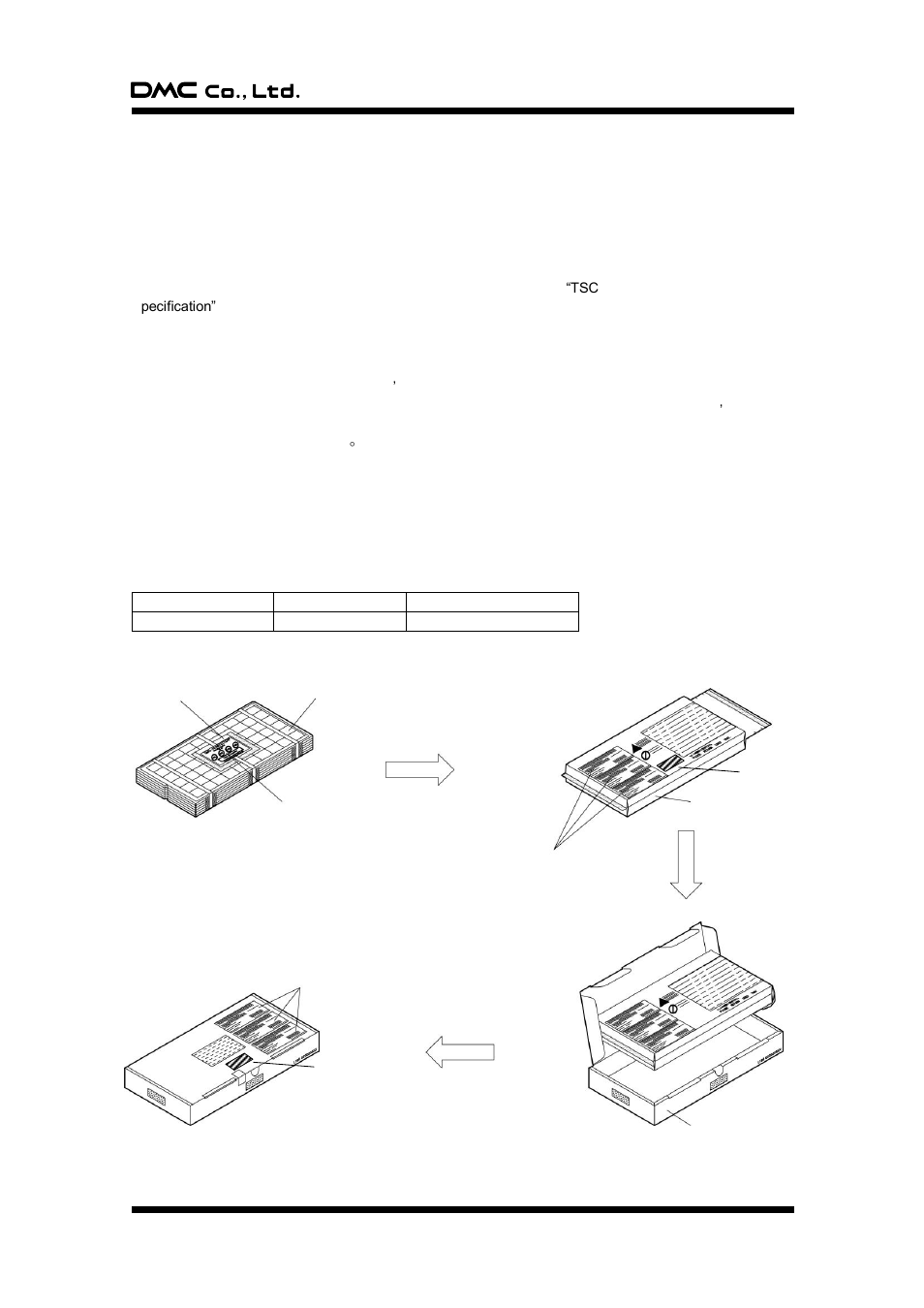 Packaging specification, 1. outline, 2. notes on storage/handling | 3. basic packaging | DMC TSC-40/IC User Manual | Page 13 / 24