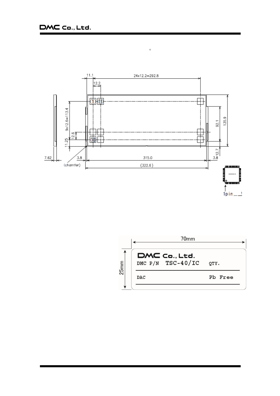 5. tray specification, 6. product name label specification | DMC TSC-40/IC User Manual | Page 15 / 24