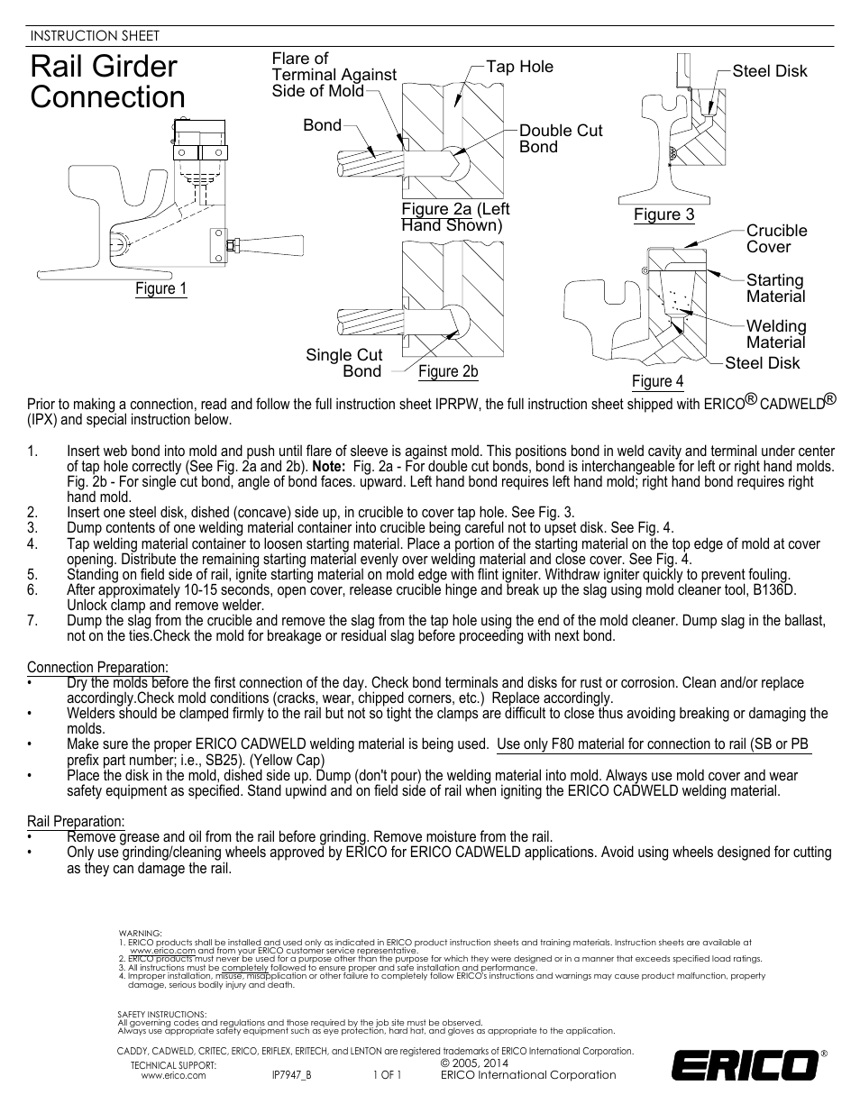 ERICO IP7947 Rail Girder Connection User Manual | 1 page