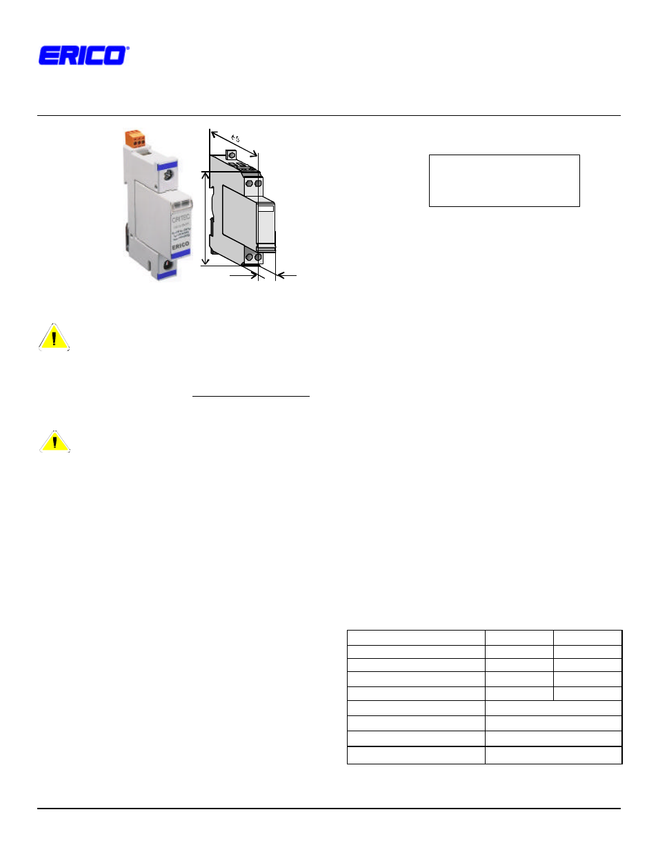 ERICO DSD120 Series DIN Surge Diverter User Manual | 1 page