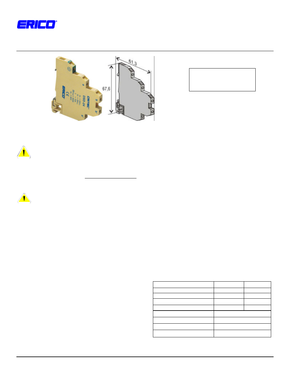 ERICO DSD-24 DIN Surge Diverter User Manual | 1 page