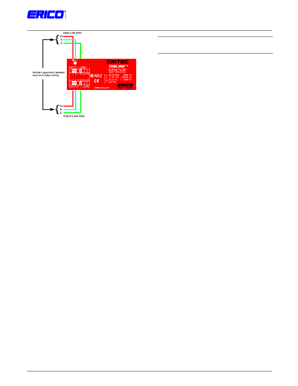 Installation instructions | ERICO DSF-20A-275V User Manual | Page 2 / 2