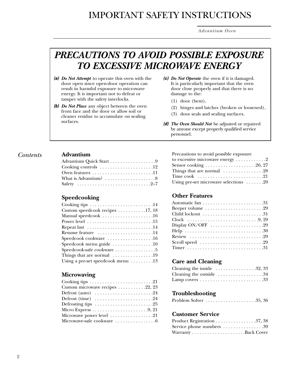 Safety, Precautions to avoid possible exposure, Important safety instructions | GE ZSC2001 User Manual | Page 2 / 40
